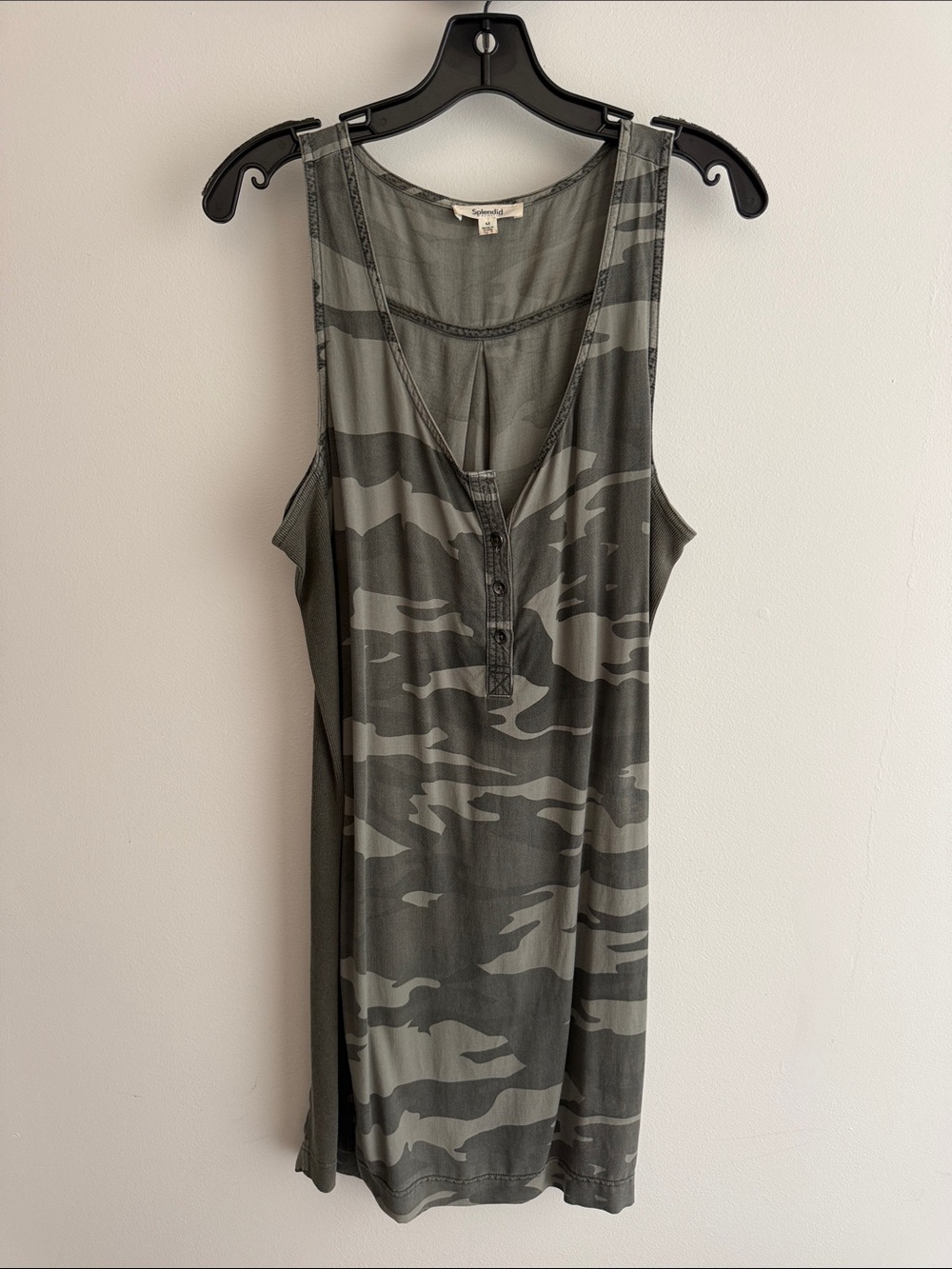 Splendid Olive and Charcoal Camo Henley dress